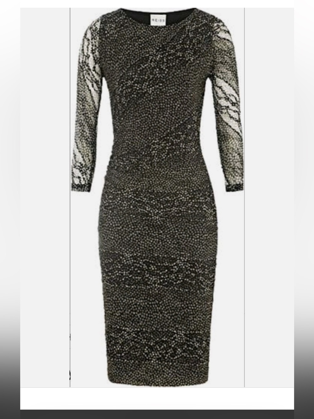 Reiss Ivanka Black Lace-Overlay Midi Dress